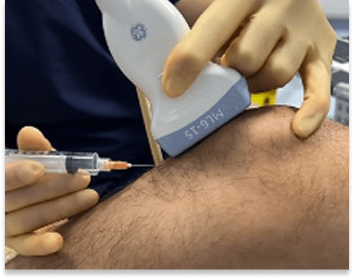 Specialist reviewing knee imaging